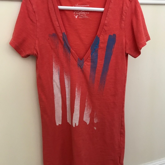 American Eagle Outfitters Tops - Patriotic Deep V tee